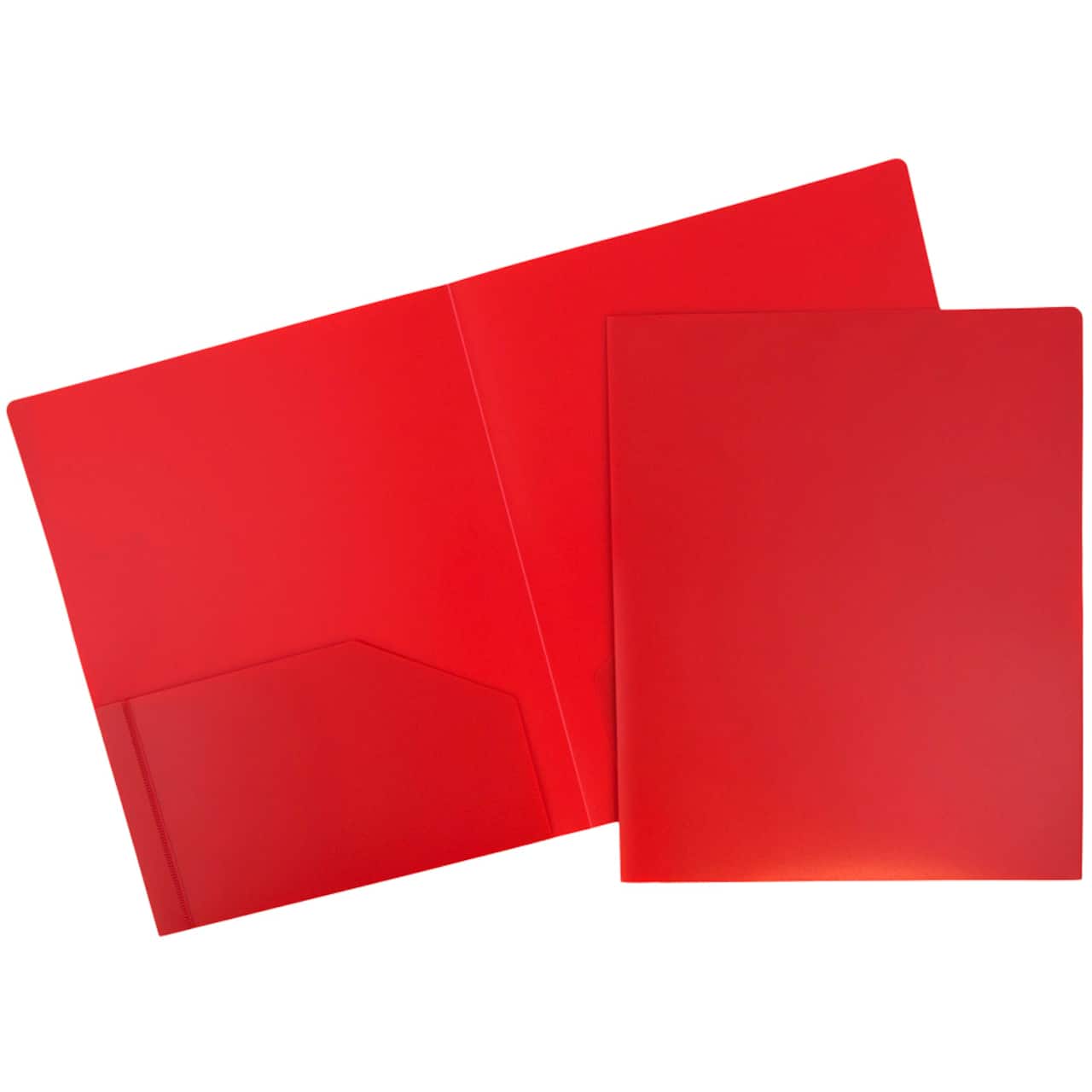 JAM Paper Heavy Duty Plastic 2-Pocket Folders, 6ct.